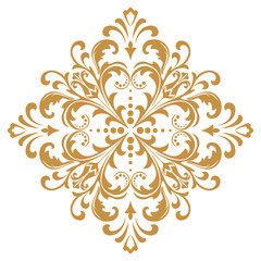 Damask graphic ornament. Floral design element. Gold vector pattern