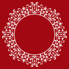 Decorative frame Elegant vector element for design in Eastern style, place for text. Floral red border. Lace illustration for invitations and greeting cards