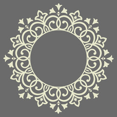 Decorative frame Elegant vector element for design in Eastern style, place for text. Floral grey border. Lace illustration for invitations and greeting cards