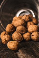 walnuts on wooden background