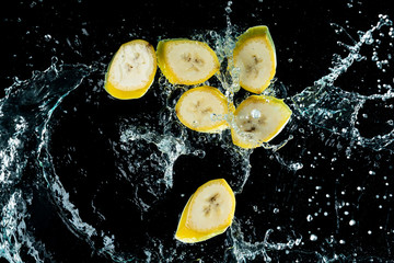 Fototapeta na wymiar Bananas Water Splash