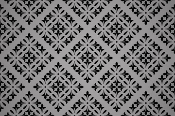 Flower geometric pattern. Seamless vector background. Black and grey ornament. Ornament for fabric, wallpaper, packaging, Decorative print