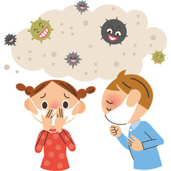 病原菌と風邪の子供