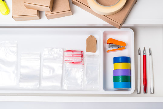 Lot of zip locks in desk driwer