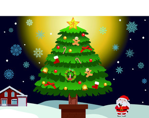 Christmas card of a big Christmas tree