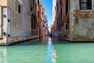 Fototapeta na wymiar Venice Canal and traditional buildings - Venice, Italy