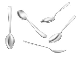 Fotobehang Set of realistic metal spoons © olenago