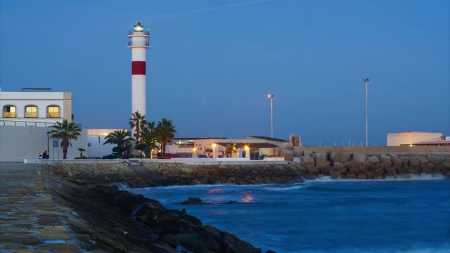 Rota Lighthouse Cadiz Spain Time-Lapse