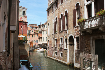 Canal in Venice, Italy. Exquisite buildings along Canals.