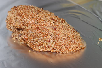 Baked chicken with sesame seeds