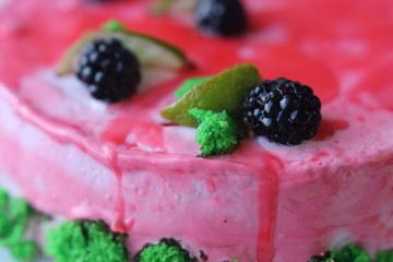 cake with strawberries and cream