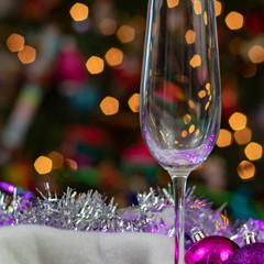 Champagne glass background garland and lights