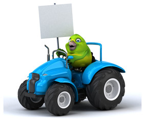 Fun green bird - 3D Illustration