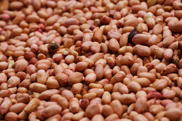 Stacked dried peanuts, close-up background - 238139034