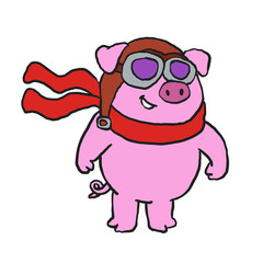 Cute Pig Aviator cartoon