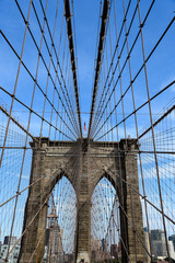 Low angle view of Brooklyn Bridge in New York