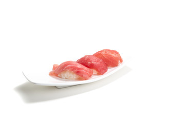 Tuna Sushi on whtie plate
