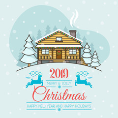 Christmas greeting card with a house