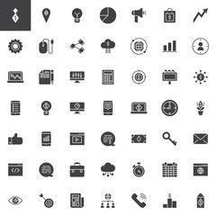 Marketing vector icons set, modern solid symbol collection, filled style pictogram pack. Signs, logo illustration. Set includes icons as Grow up business graph , Briefcase, Time management, Calendar