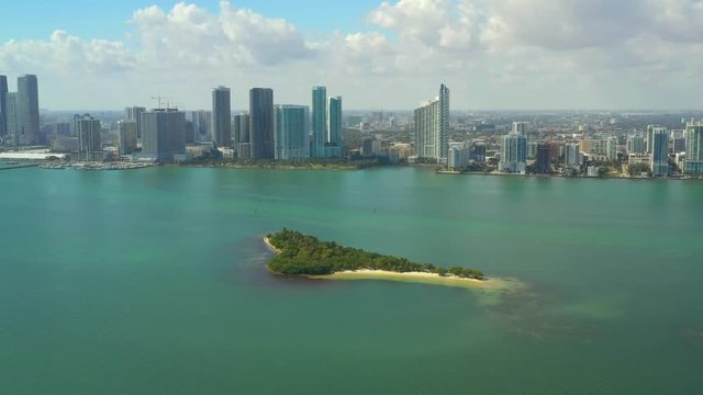 Aerial video heart shaped island in the bay