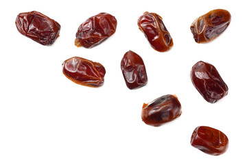 date fruit isolated on white background. top view