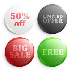 Set of glossy sale buttons. Illustration isolated on white background. Graphic concept for your design