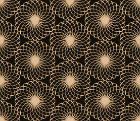 graphic floral tracery grid seamless pattern in ivory black
