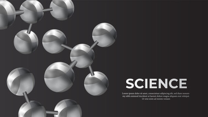 3d sphere metal ball atomic structure molecule for science banner. Vector illustration