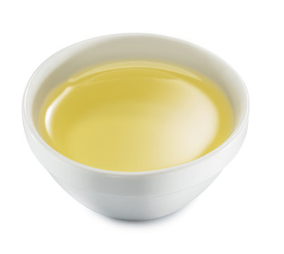 Bowl with olive oil. File contains clipping path.