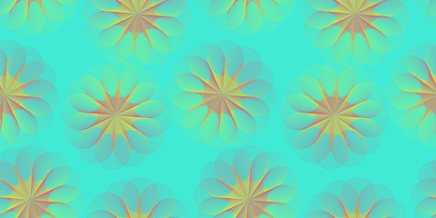 Fototapeta na wymiar spiderweb flower lace seamless pattern in gold blue shades