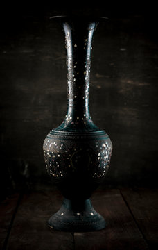 Beautiful Traditional Vintage Vase background with copy space both sides