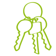 Handgezeichneter Schl&uuml;sselbund in hellge&uuml;n