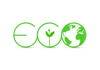 Green Eco sprout with globe icon vector illustration