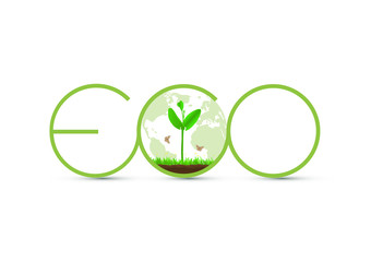 Green Eco sprout with globe icon vector illustration