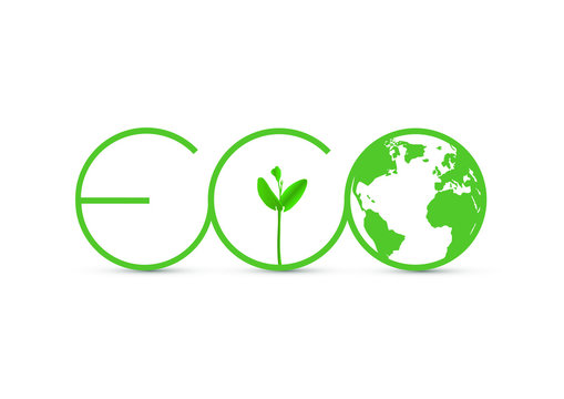 Green Eco sprout with globe icon vector illustration