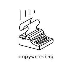 copywriting icon or logo concept in linear style. line drawn illustration of corywriter maсhine.