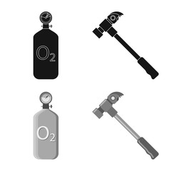 Vector illustration of mountaineering and peak sign. Collection of mountaineering and camp vector icon for stock.