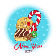 Hand drawn Christmas card. Merry Christmas and New Year typography. Cute holidays greeting card, invitation, poster and templates. Christmas card. Vector illustration.