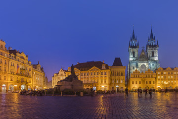 Obraz premium Prague, Czech Republic - October 18, 2017: People walking on the Old Town square (Staromestske Namesti)