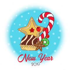 Hand drawn Christmas card. Merry Christmas and New Year typography. Cute holidays greeting card, invitation, poster and templates. Christmas card. Vector illustration.