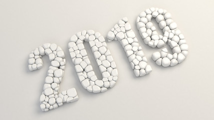 2019 number made from white balloons