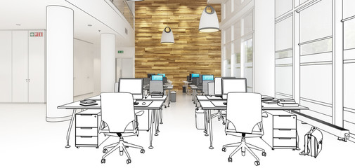 Modern Office Conception 01 (panoramic illustration)