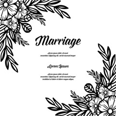 Marriage invitation card. Wedding card template with blooming flower vector art