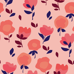 summer floral motif in coral colors
