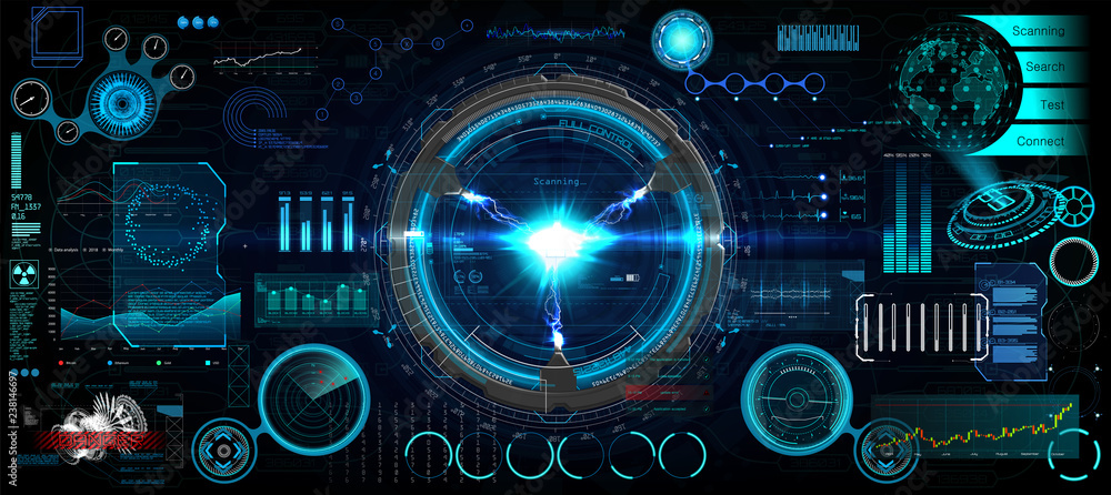 Aufkleber head-up interface set for gui, ui, ux design. hud style, technology elements set (space, dashboard, 