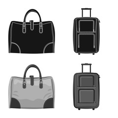 Vector illustration of suitcase and baggage icon. Set of suitcase and journey stock symbol for web.
