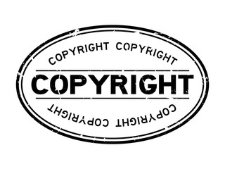 Grunge black copyright word oval rubber seal stamp on white background