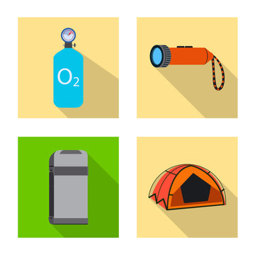 Isolated object of mountaineering and peak logo. Set of mountaineering and camp stock vector illustration.