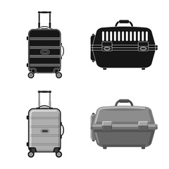 Isolated object of suitcase and baggage logo. Set of suitcase and journey stock symbol for web.
