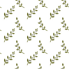 Olive Branch Seamless Pattern Background. Vector Illustration.
